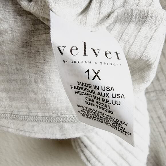 NWT Velvet by Graham & Spencer Pepper Lux Rib Dolman Sleeve Top Grey Plus 1X - Picture 9 of 9